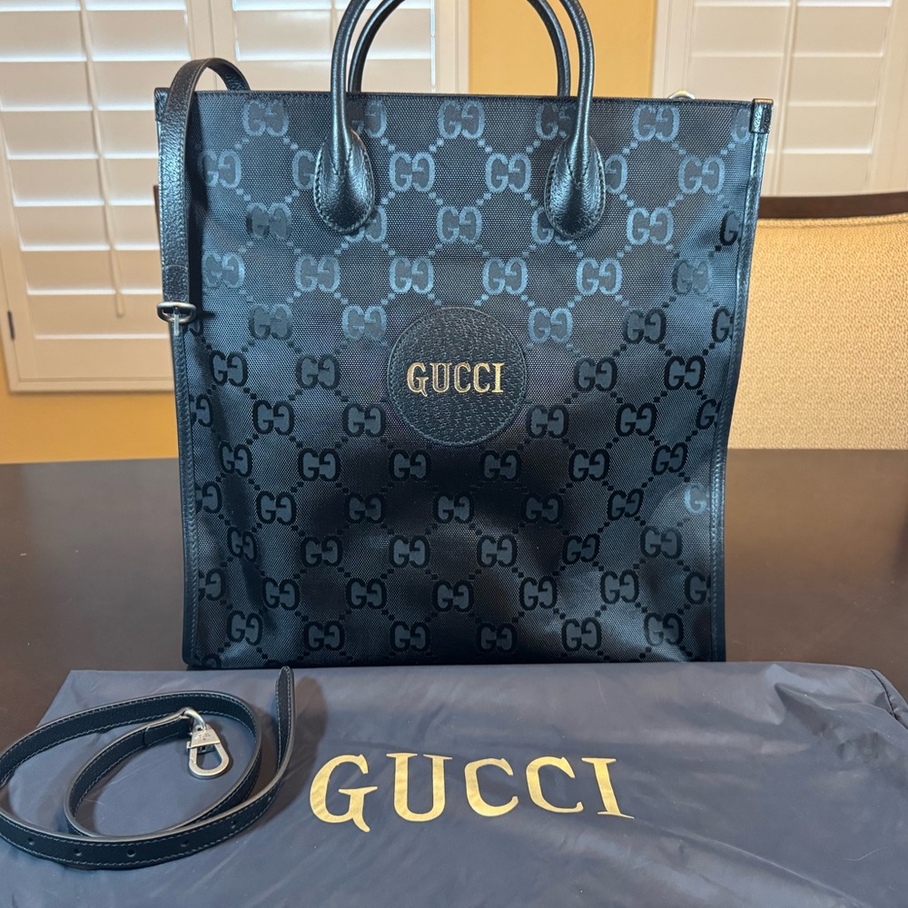 New Authentic Gucci GG Supreme Logo Tote Shoulder Bag Black - Picture 15 of 15